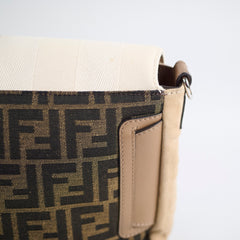 Fendi Large Zucca and Pequin Canvas Convertible Baguette Satchel