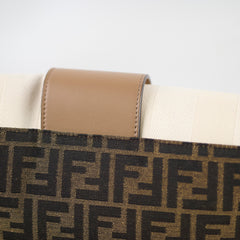 Fendi Large Zucca and Pequin Canvas Convertible Baguette Satchel