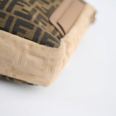 Fendi Large Zucca and Pequin Canvas Convertible Baguette Satchel