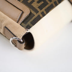 Fendi Large Zucca and Pequin Canvas Convertible Baguette Satchel