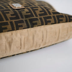 Fendi Large Zucca and Pequin Canvas Convertible Baguette Satchel