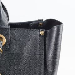 Chanel Small Leather Studded Deauville Black Caviar Leather