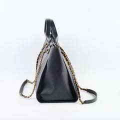 Chanel Small Leather Studded Deauville Black Caviar Leather