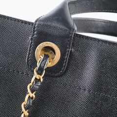 Chanel Small Leather Studded Deauville Black Caviar Leather