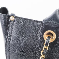 Chanel Small Leather Studded Deauville Black Caviar Leather