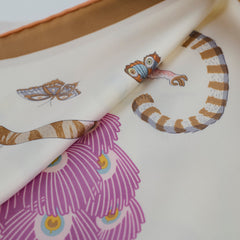 Hermès Hermes Story Silk Scarf 90 White/Beige