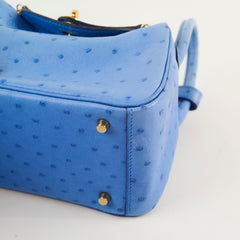 Hermès Mini Lindy Ostrich Bleuet Z Stamp