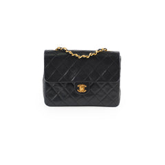 Chanel Vintage Square Lambskin Bag Black (24k Plated Gold HW)