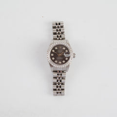 Rolex Lady Datejust 26 Dark Grey Dial with Aftermarket Diamonds Watch