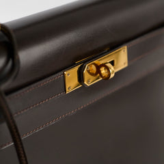 Hermes Kelly 28 Ebene Handbag Box Leather - J Circle Stamp