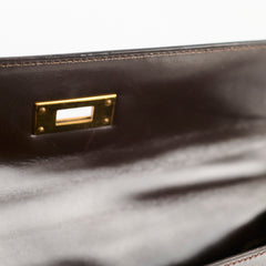 Hermes Kelly 28 Ebene Handbag Box Leather - J Circle Stamp