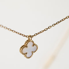 Van Cleef & Arpels Sweet Alhambra Mother of Pearl MOP Necklace Yellow Gold