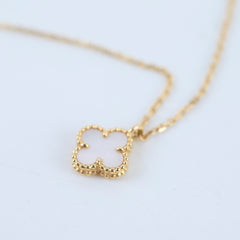 Van Cleef & Arpels Sweet Alhambra Mother of Pearl MOP Necklace Yellow Gold