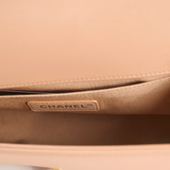 Chanel Medium Lambskin Chevron Old Boy Beige