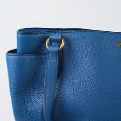 Prada Vitello Daino Side Pocket Tote Blue