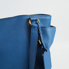 Prada Vitello Daino Side Pocket Tote Blue