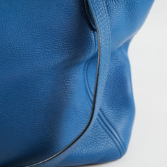 Prada Vitello Daino Side Pocket Tote Blue