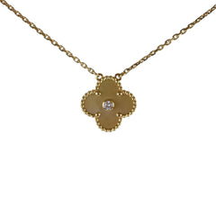 Van Cleef & Arpels Van Cleef and Arpels Vintage Holiday Alhambra Gold Mother Of Pearl Diamond Yellow Gold Necklace