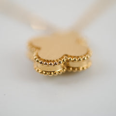 Van Cleef & Arpels Van Cleef and Arpels Vintage Holiday Alhambra Gold Mother Of Pearl Diamond Yellow Gold Necklace