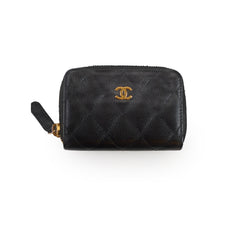 Chanel Zipper Black Caviar Card Holder
