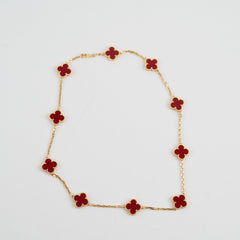 Van Cleef &Arpels Vintage Alhambra Carnelian 10 Motif Necklace