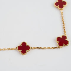Van Cleef &Arpels Vintage Alhambra Carnelian 10 Motif Necklace