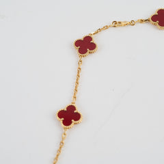 Van Cleef &Arpels Vintage Alhambra Carnelian 10 Motif Necklace