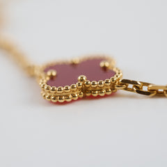 Van Cleef &Arpels Vintage Alhambra Carnelian 10 Motif Necklace