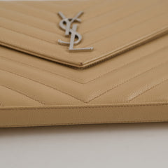 Saint Laurent Cassandre Chain Wallet on Chain WOC Beige