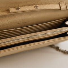 Saint Laurent Cassandre Chain Wallet on Chain WOC Beige