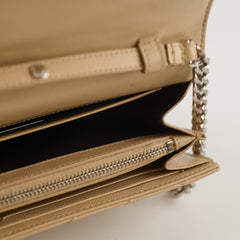 Saint Laurent Cassandre Chain Wallet on Chain WOC Beige