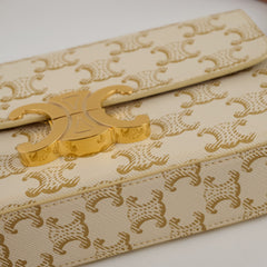 Celine Triomphe Shoulder Bag White/Tan