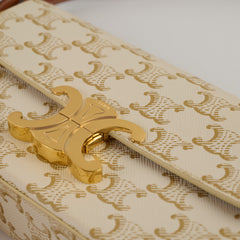 Celine Triomphe Shoulder Bag White/Tan