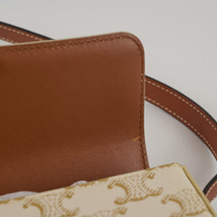 Celine Triomphe Shoulder Bag White/Tan