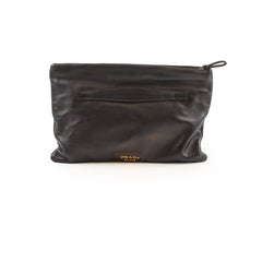 Prada Zip Clutch Nappa Leather Black