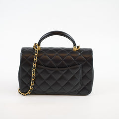 Chanel Top Handle Mini Rectangle Lambskin Black Microchip