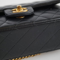 Chanel Top Handle Mini Rectangle Lambskin Black Microchip