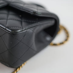 Chanel Top Handle Mini Rectangle Lambskin Black Microchip