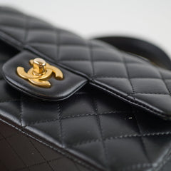 Chanel Top Handle Mini Rectangle Lambskin Black Microchip