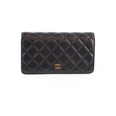 Chanel Long Lambskin Black Wallet