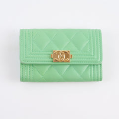 Chanel Boy Lambskin Green Wallet