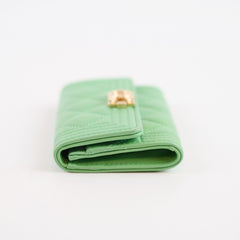 Chanel Boy Lambskin Green Wallet