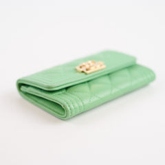 Chanel Boy Lambskin Green Wallet