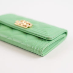 Chanel Boy Lambskin Green Wallet