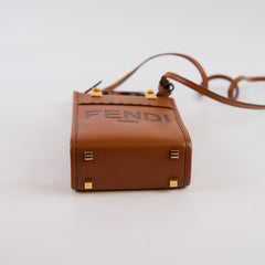 Fendi Mini Sunshine Shopper Tote Brown