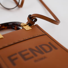 Fendi Mini Sunshine Shopper Tote Brown