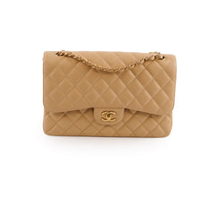 Chanel Double Flap Jumbo Beige Caviar GHW (2012)