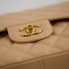 Chanel Double Flap Jumbo Beige Caviar GHW (2012)