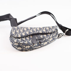 Christian Dior Men's Oblique Saddle Bag Navy