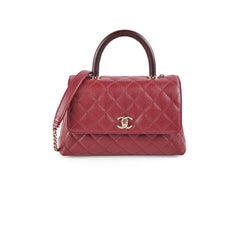 Chanel Small Coco Handle Caviar Burgundy Lizard Embossed